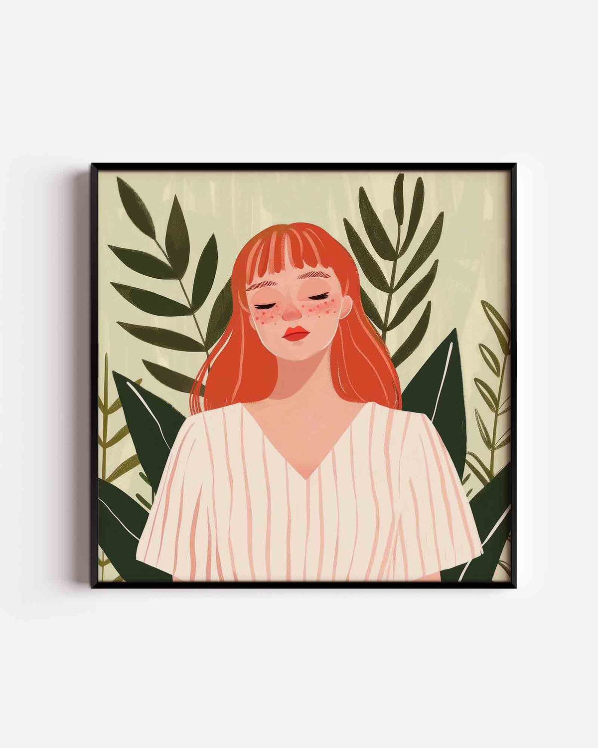 Meisje met rode haren – kleurrijke illustratie poster als wanddecoratie