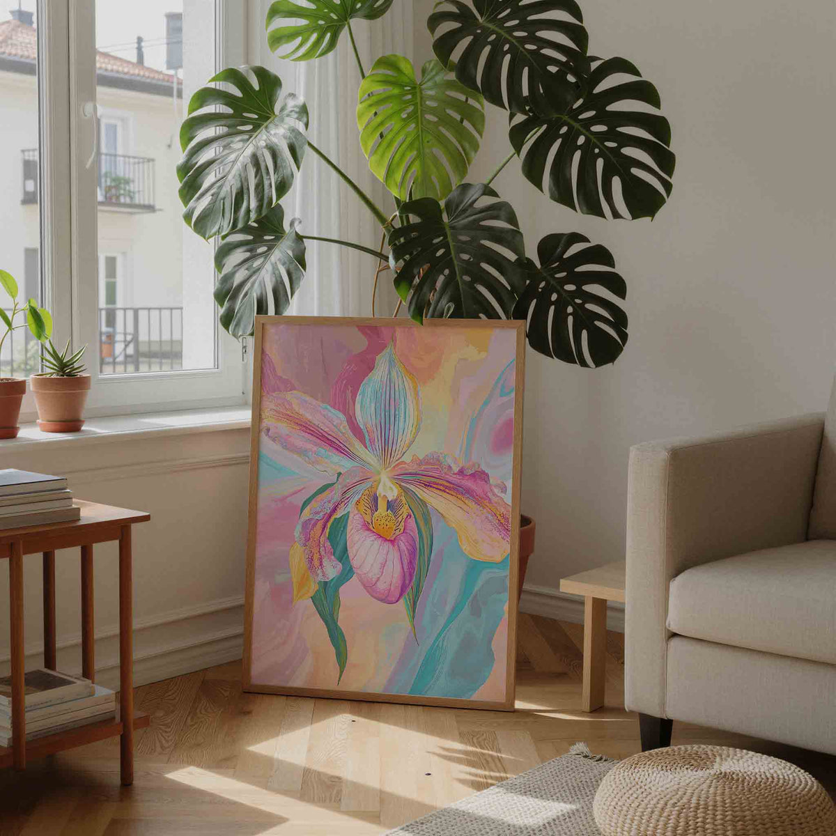 Orchidee in pastel – moderne illustratie als portret poster