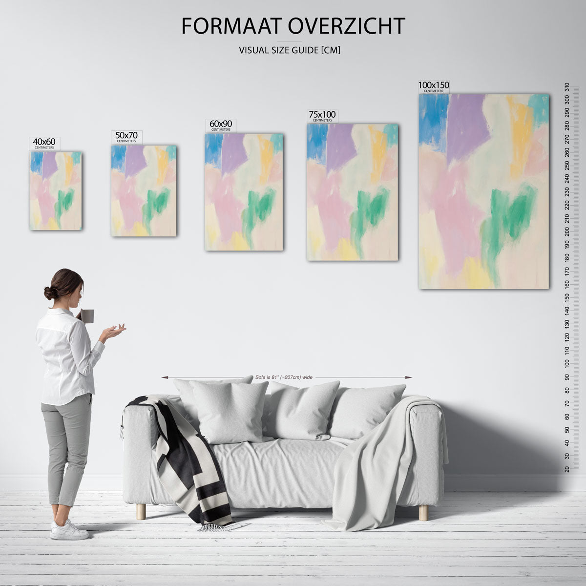 Kleurrijke vegen – staand wanddecoratie kunstwerk
