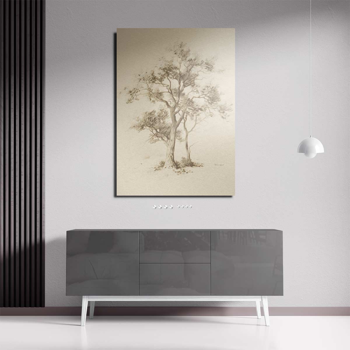 Mystieke Bomen Tekening – plexiglas wanddecoratie in portret formaat