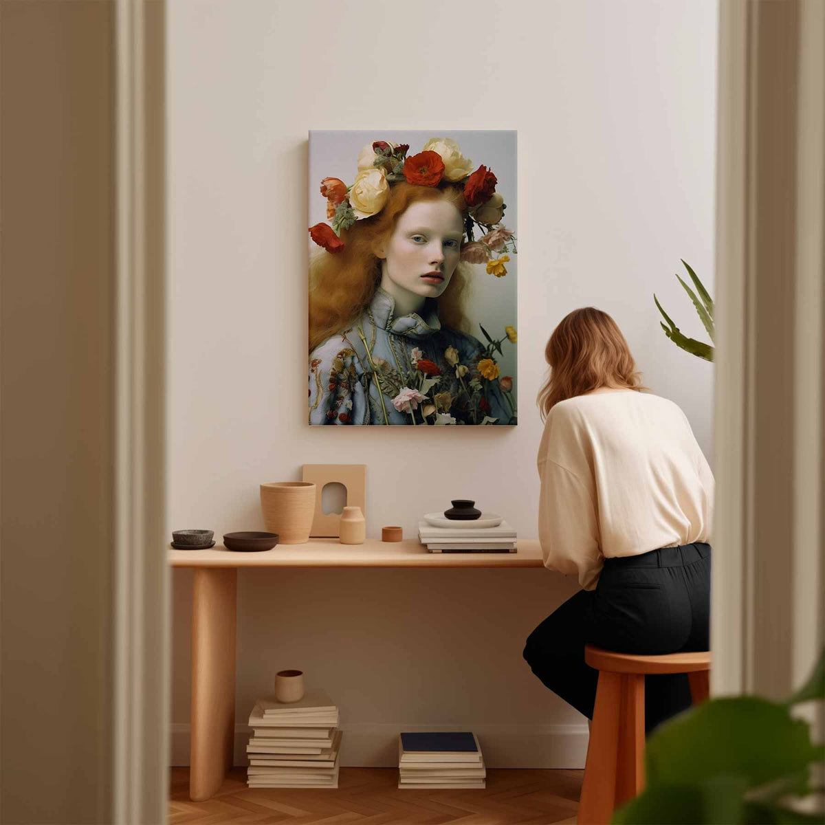 Bloemenpracht in Portret – portret kunstwerk als wanddecoratie, afbeelding 17