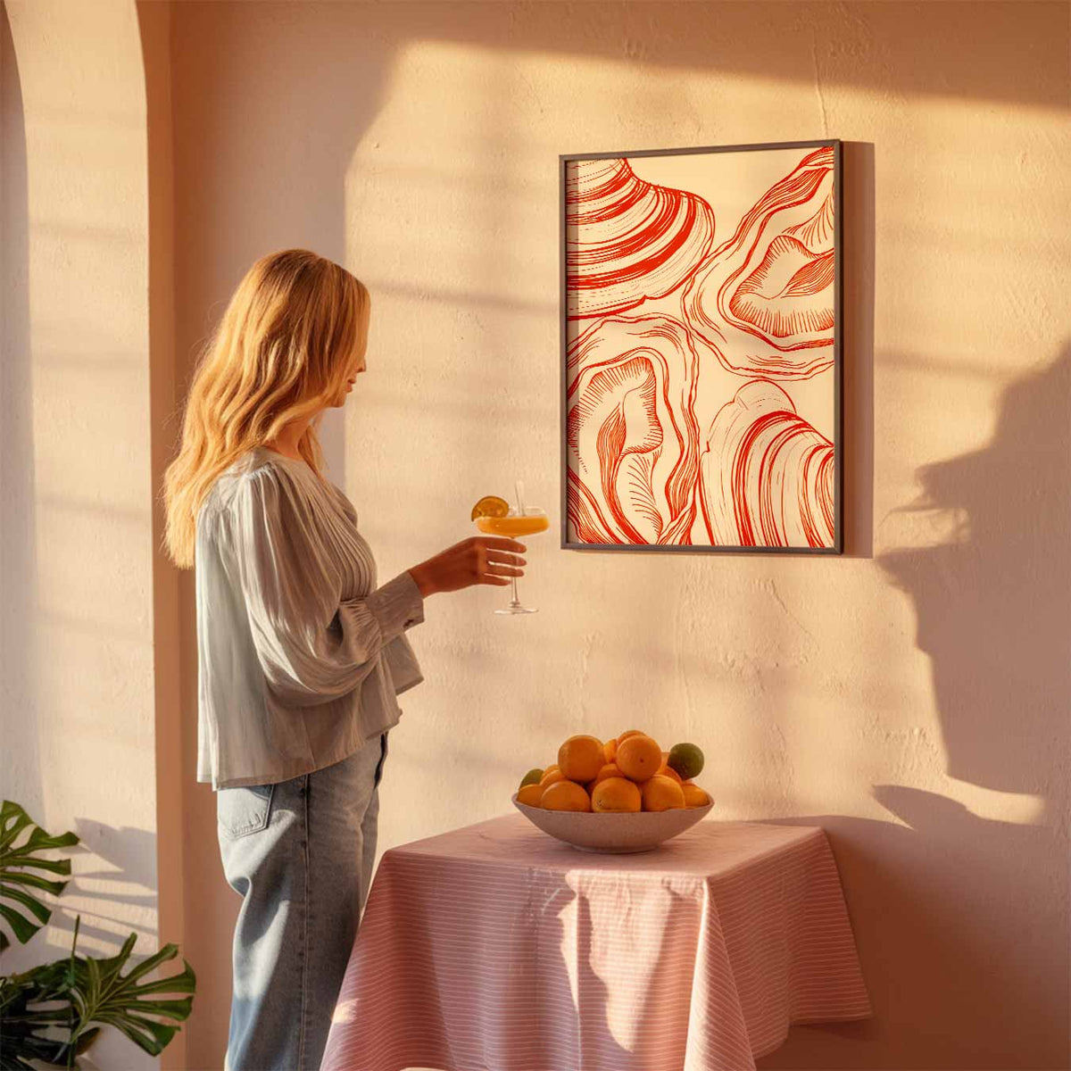 Abstracte Schelpenillustratie – zeedierenposter als moderne staande wanddecoratie