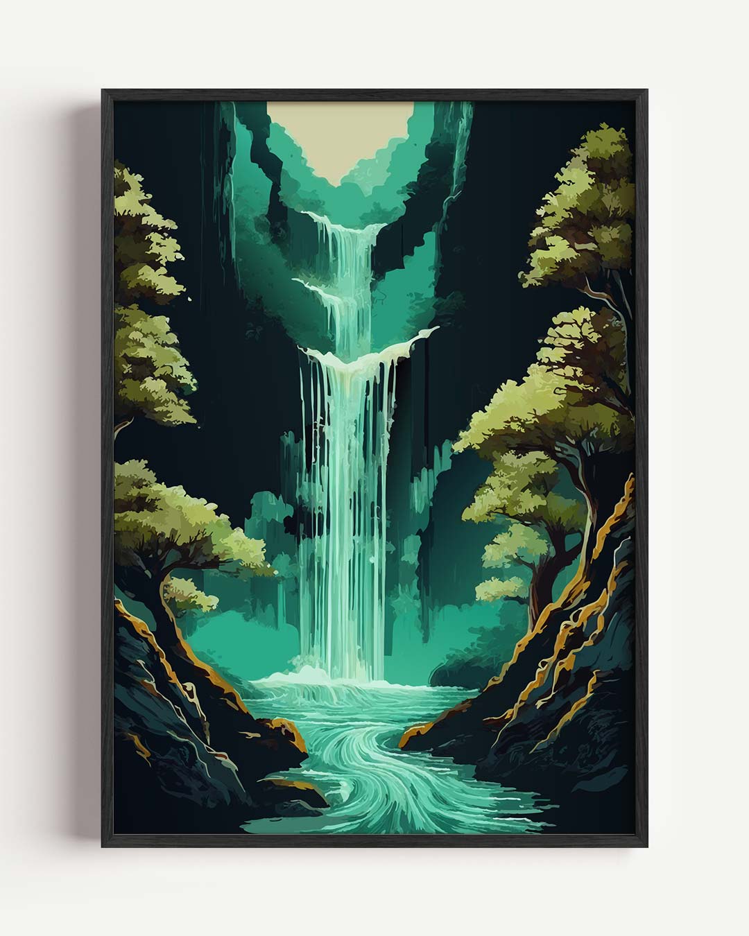 Smaragdgroene Waterval – zomer portret poster als wanddecoratie