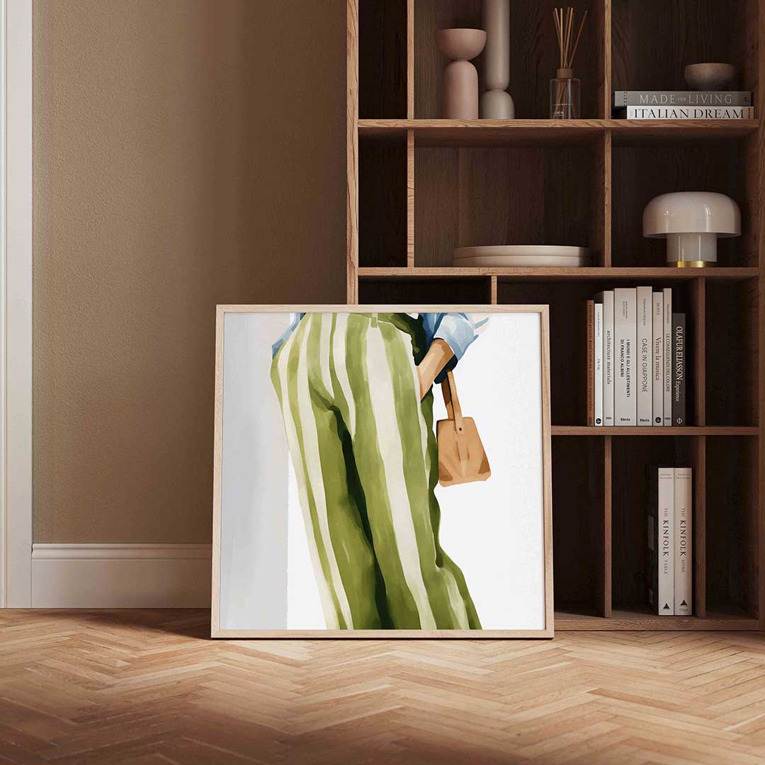 Gestreepte broek – vierkante wanddecoratie met kleur en vorm van WallArtistic