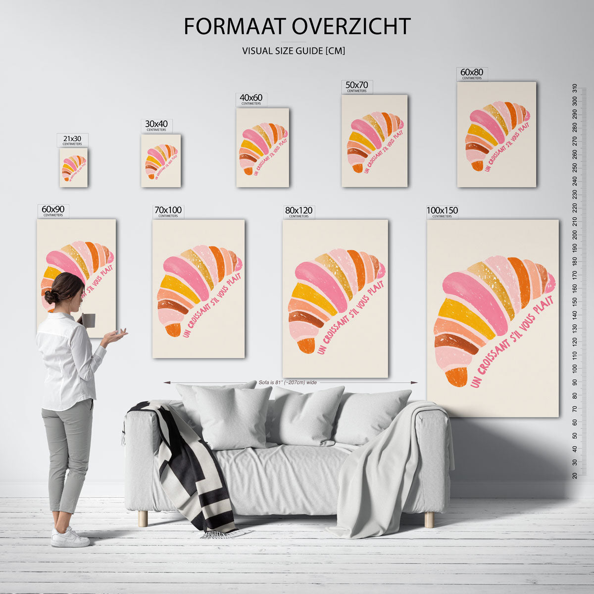 Croissant illustratie – staande muurposter voor keuken of eethoek