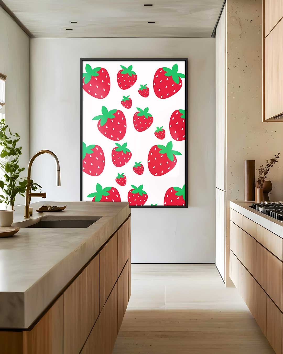 Aardbeien Liefde Wanddecoratie – staand kunstwerk voor modern interieur