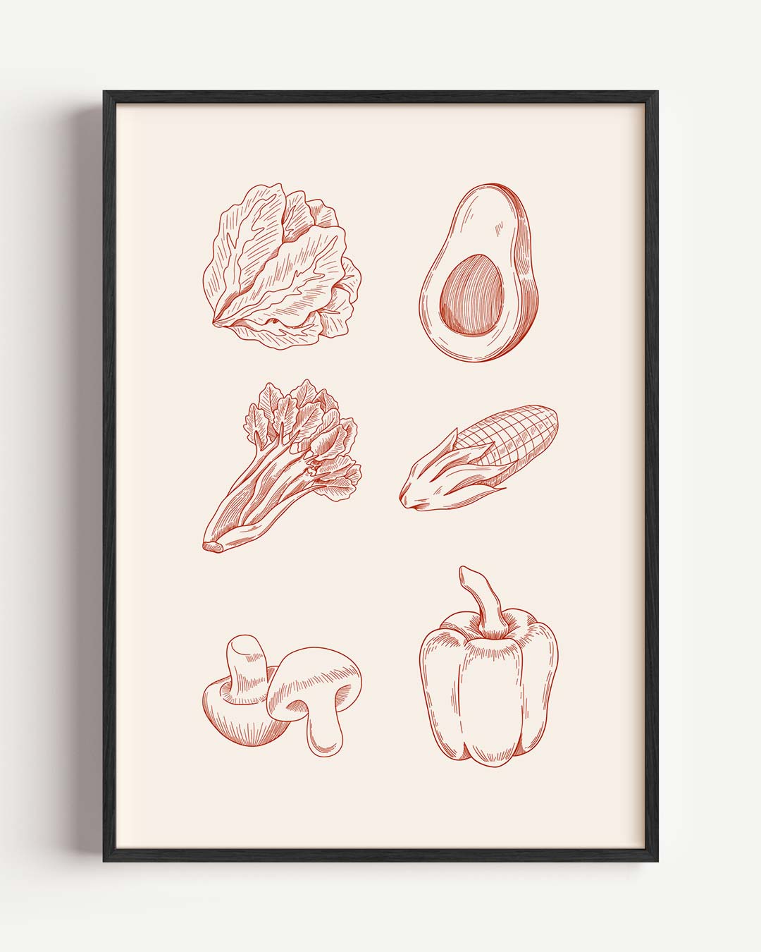 Vintage Groente Illustraties – keuken portret poster als wanddecoratie