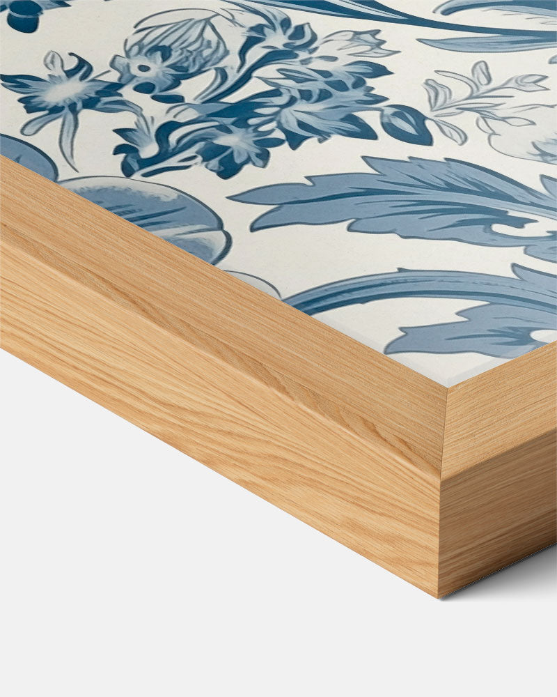 Bloemrijke Elegantie in Blauw – staande vintage wanddecoratie van WallArtistic