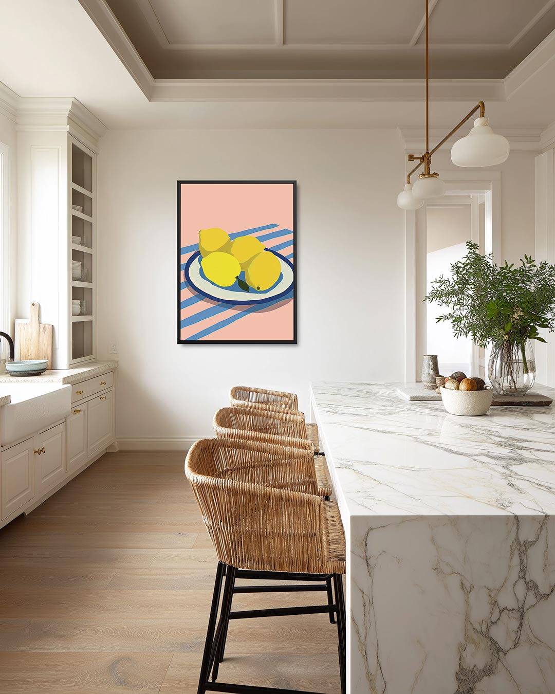 Citrus op streep – staand wanddecoratie kunstwerk