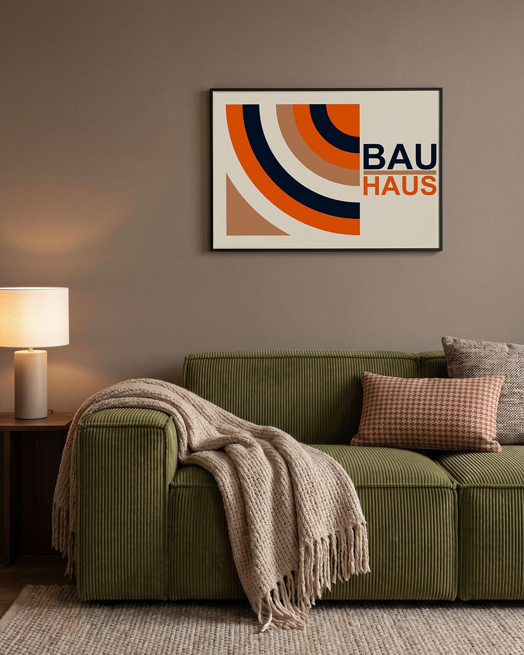 Kleurvlakken en lijnen – geometrische Bauhaus poster in liggend formaat