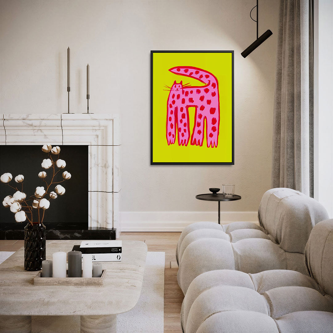 Speelse kat illustratie – moderne staande wandkunst
