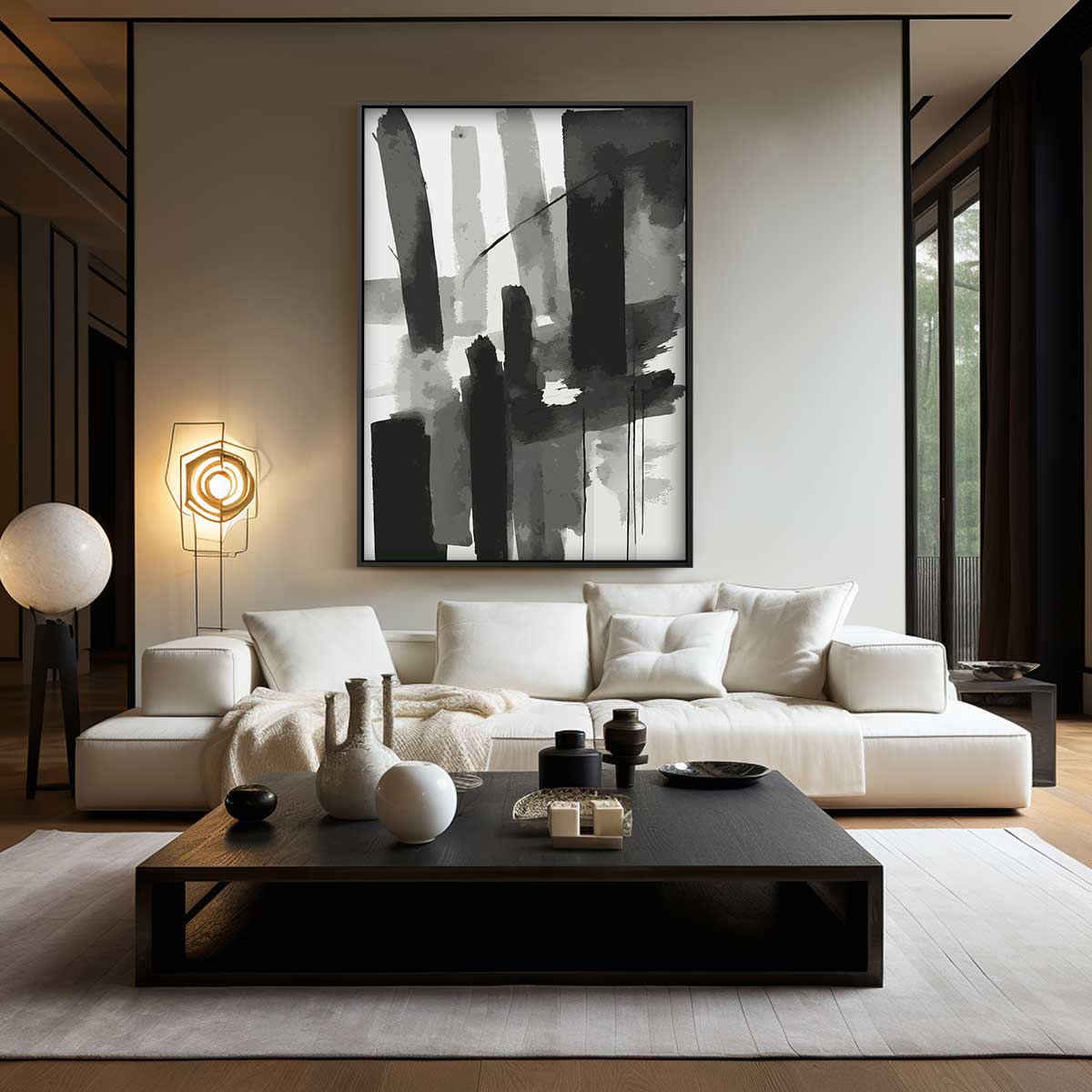 Moderne Sluier van Zwart & Wit – modern portret kunstwerk van WallArtistic