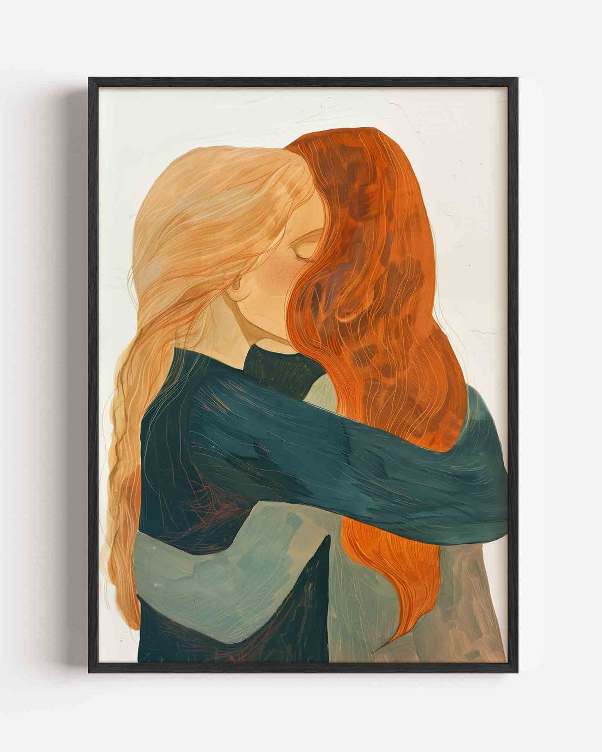 Omhelzing – hedendaagse illustratie portret poster als wanddecoratie
