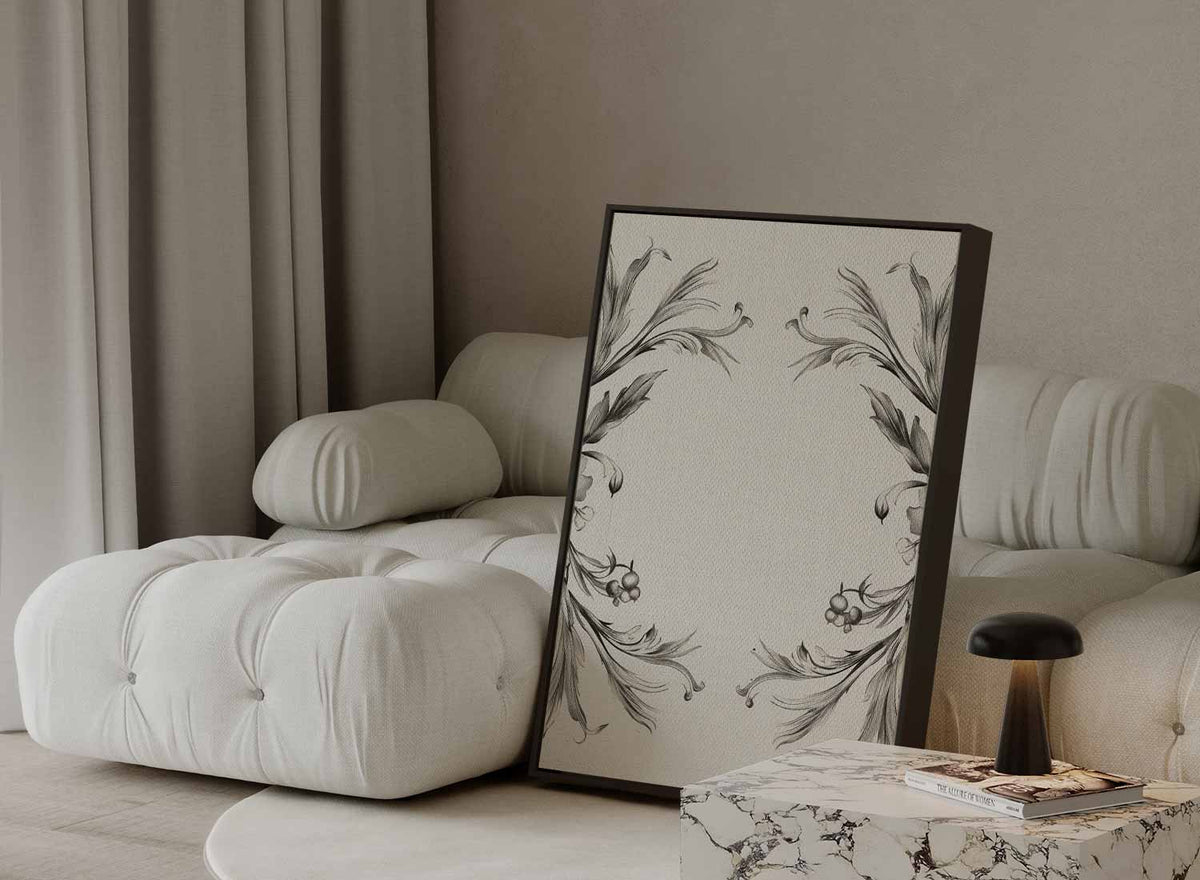 Elegante Bloemenillustratie – plexiglas wanddecoratie in portret formaat
