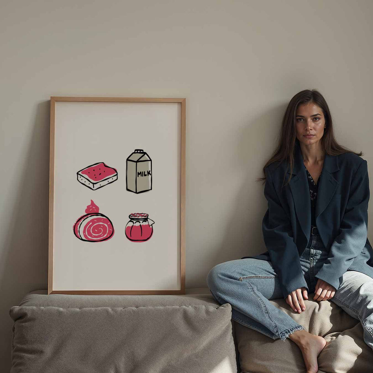 Speelse Foodie Illustraties – staande keuken wanddecoratie van WallArtistic