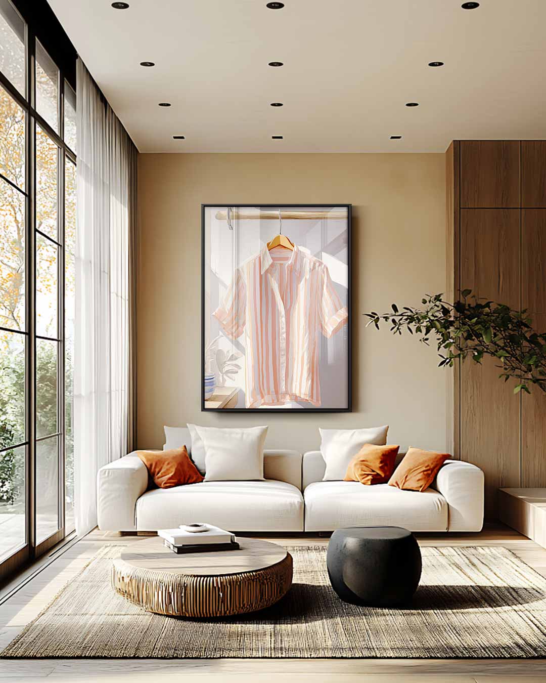 Zonovergoten Overhemd Kunstwerk – staand kunstwerk voor modern interieur