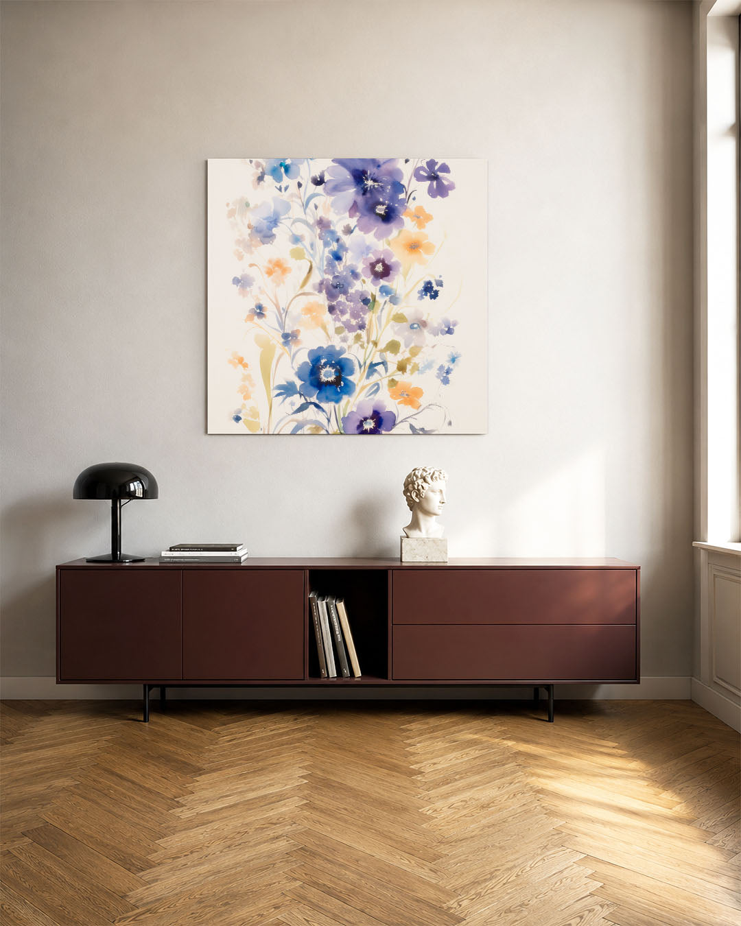 Kleurrijke bloemenpracht kunstwerk – tweede productweergave – dit kunstwerk toont een levendige verzameling bloemen in zachte