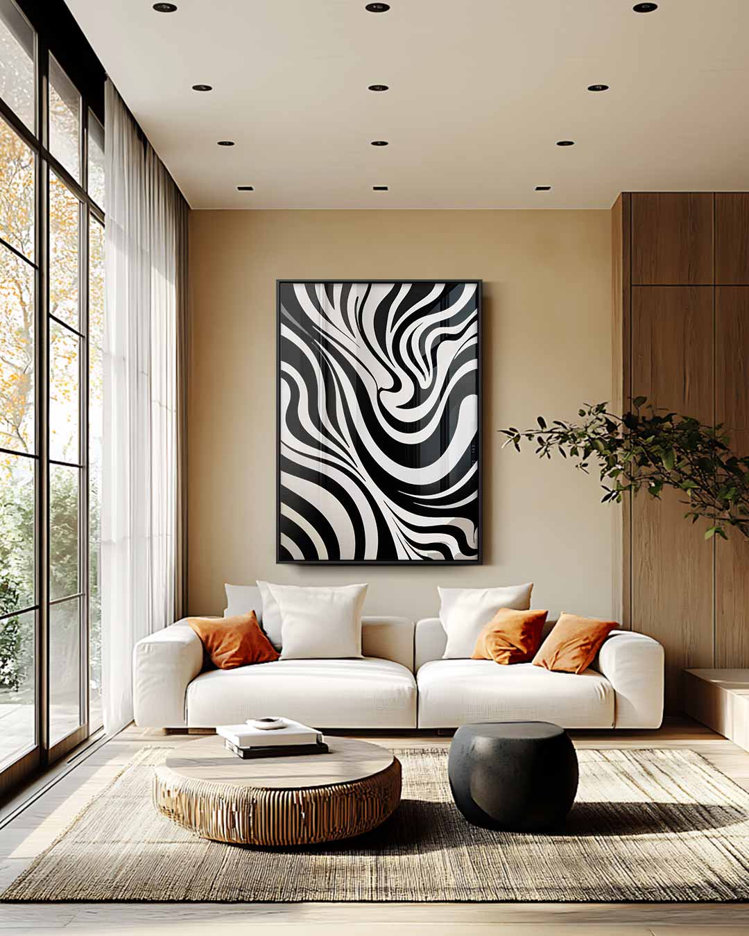 Golf van Contrast – staande wandkunst voor woonkamer of interieur