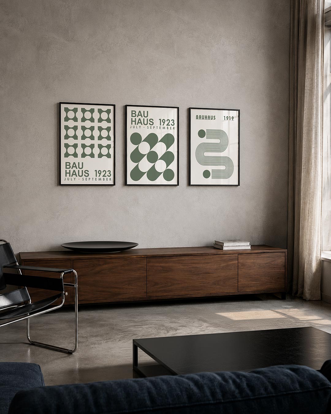 Vorm en ritme driedelige posterset – deze posterset in drie delen toont een herhaling van vierkante vormen met ronde