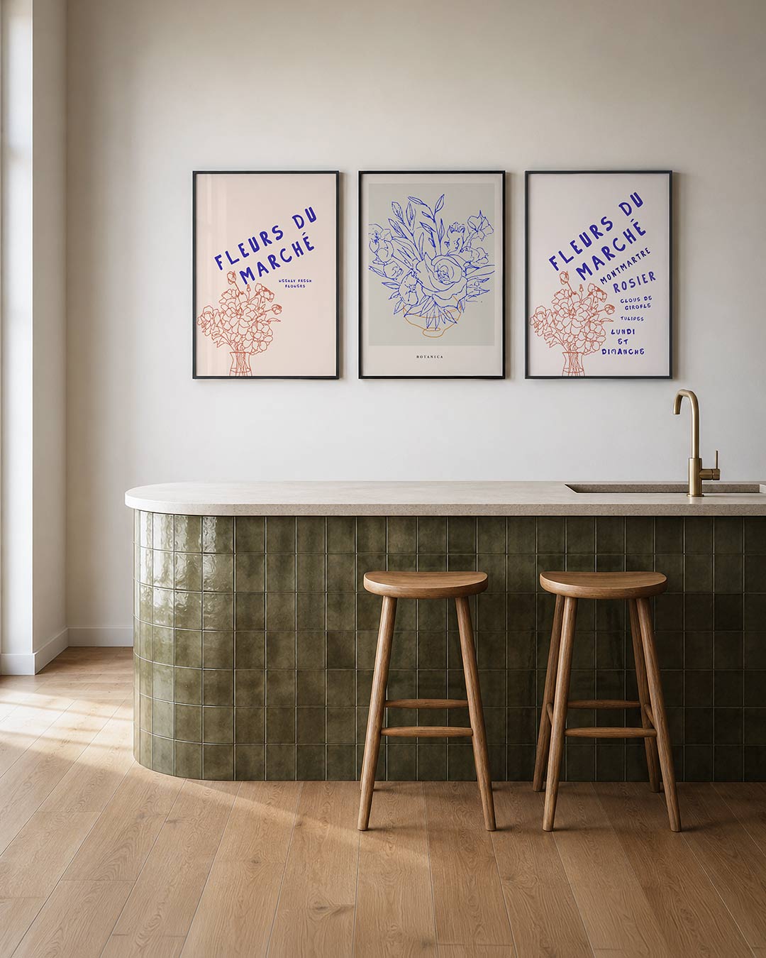 Bloemrijke eenvoud – een speelse lijntekening van bloemen in een vaas, met gedurfde paarse letters – weergave 2