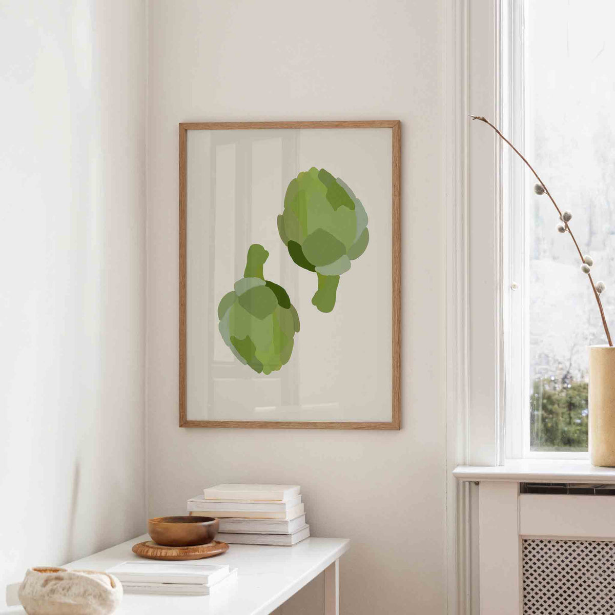 Groene artisjokken – staande hedendaagse wanddecoratie van WallArtistic