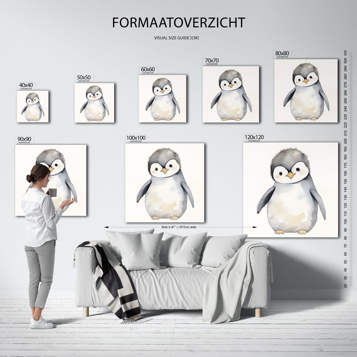 Schattige pinguïn – vierkante muurposter voor de kinderkamer