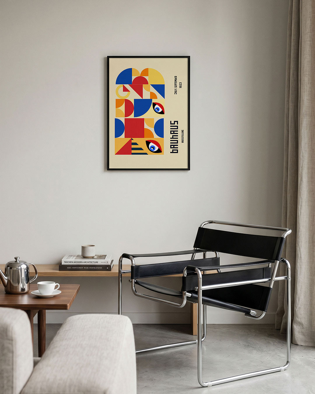 Vormritme en kleur – geometrische Bauhaus poster in staand formaat