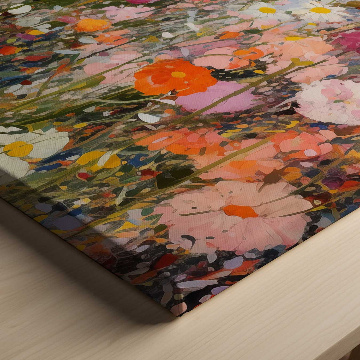 Kleurrijke Bloementuin Schilderij – canvas kunstwerk als wanddecoratie