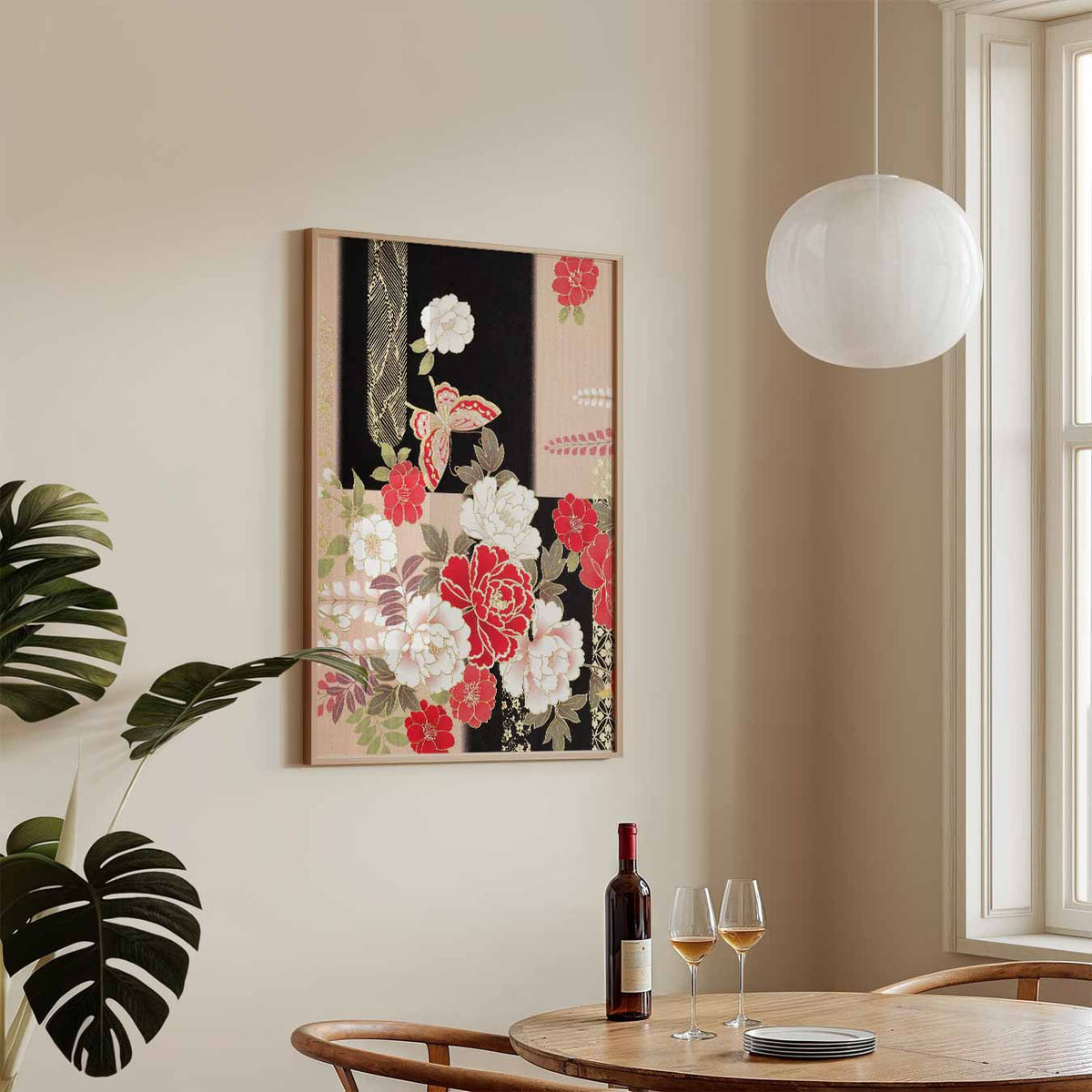 Japanese Butterfly Floral – staande Popart wanddecoratie van WallArtistic
