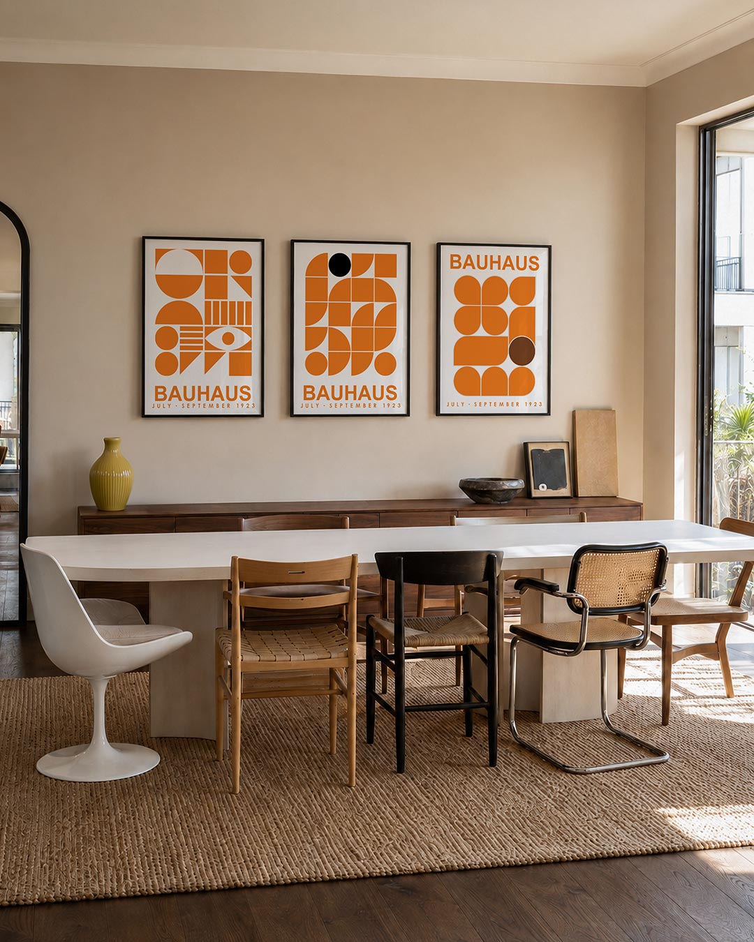 Vormen en vlakken posterset – tweede productweergave – deze posterset in drie delen toont een speelse mix van cirkels, halve