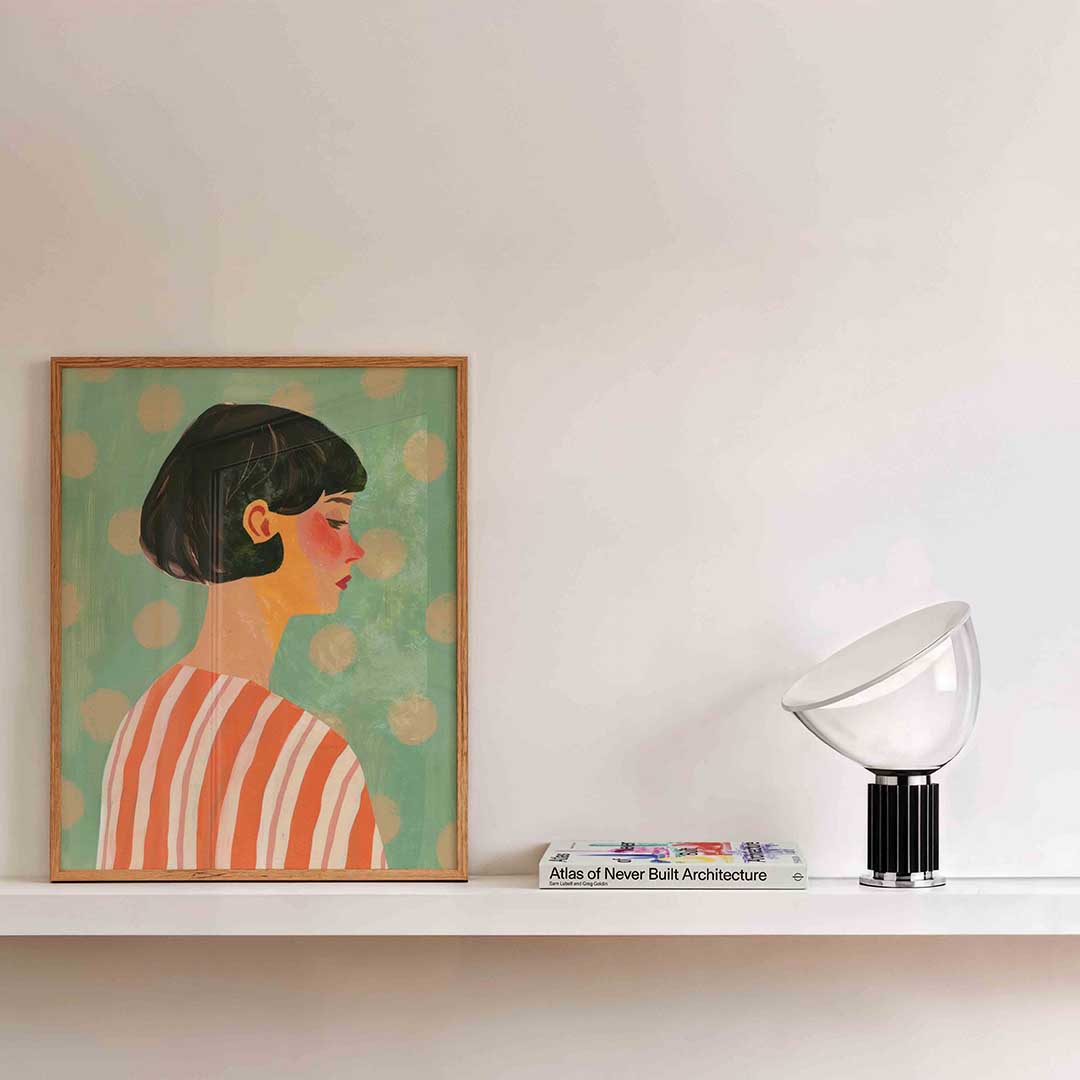Portret met gestreepte kleding – kleurrijke illustratie als portret poster