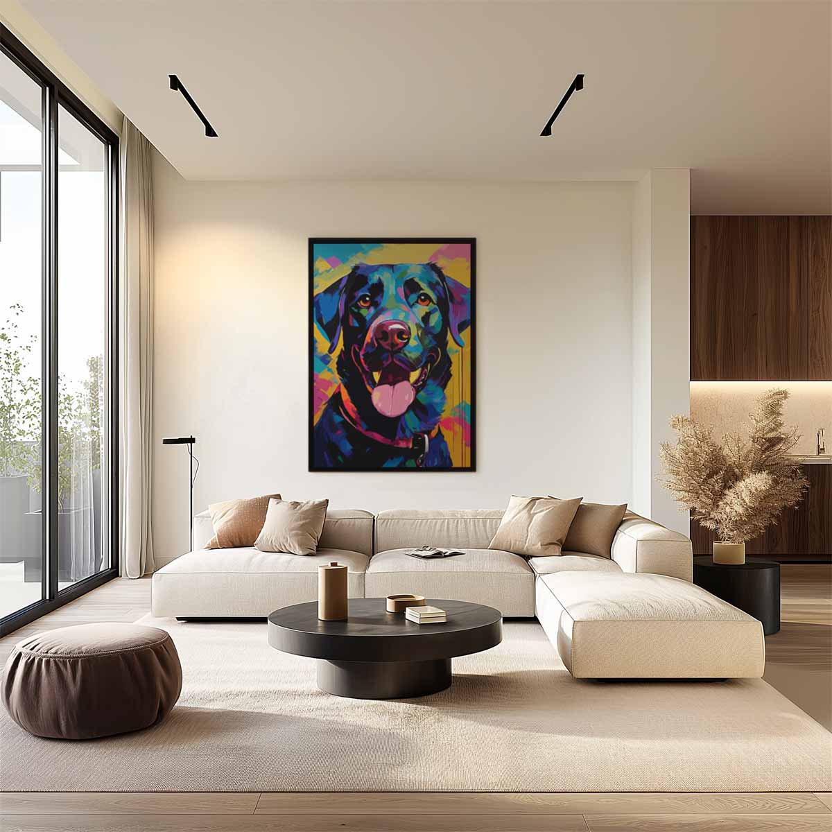 Kleurrijke Hond Portret – staand kunstwerk voor modern interieur