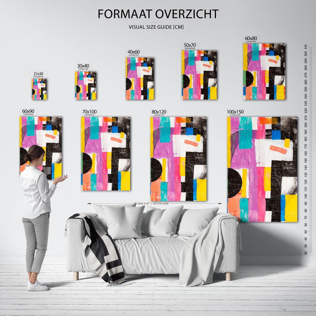 Abstracte vormen en kleuren – staande muurposter met kleurrijke illustratie