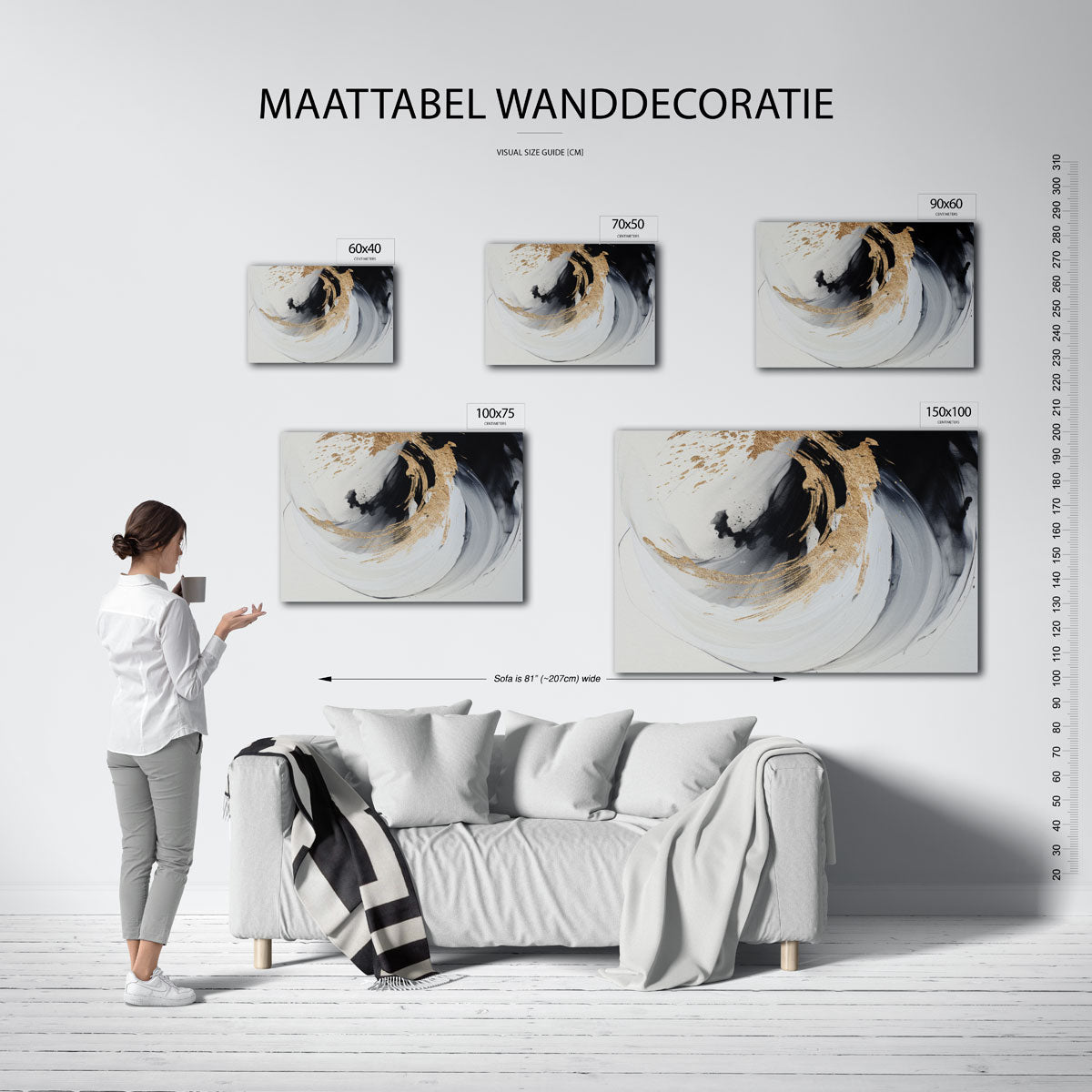 Dynamische kleurvlakken – moderne liggende wandkunst