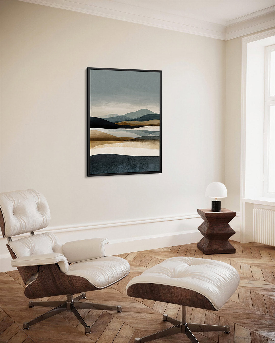 Gelaagde landschap compositie – decoratief kunstwerk voor aan de muur
