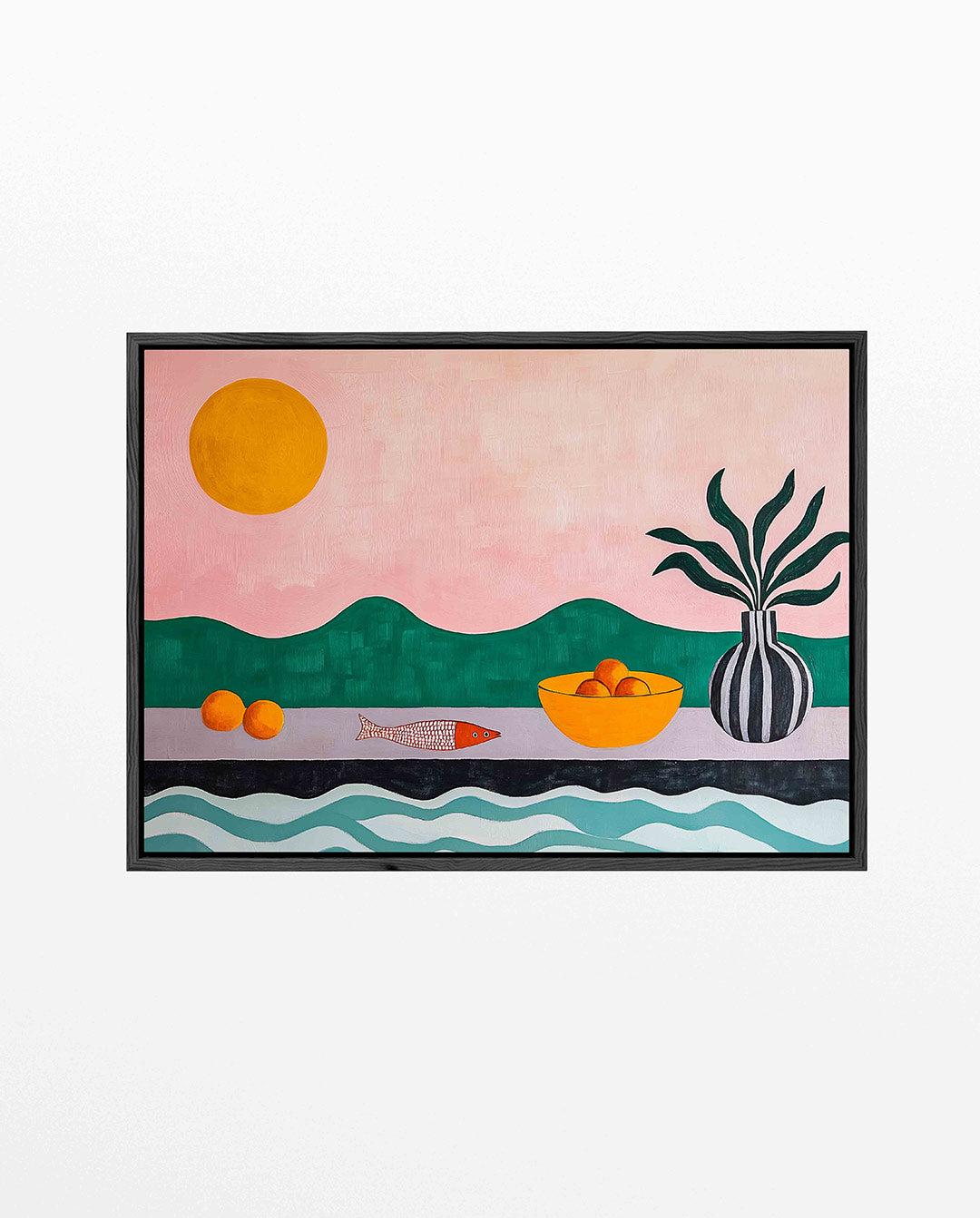 Vrolijke landschap compositie – Kleurrijke – liggend modern kunstwerk