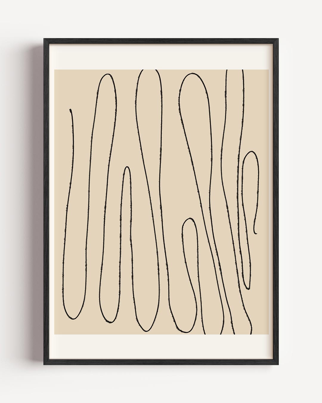 Moderne Beige Lijnkunst – botanische portret poster als wanddecoratie