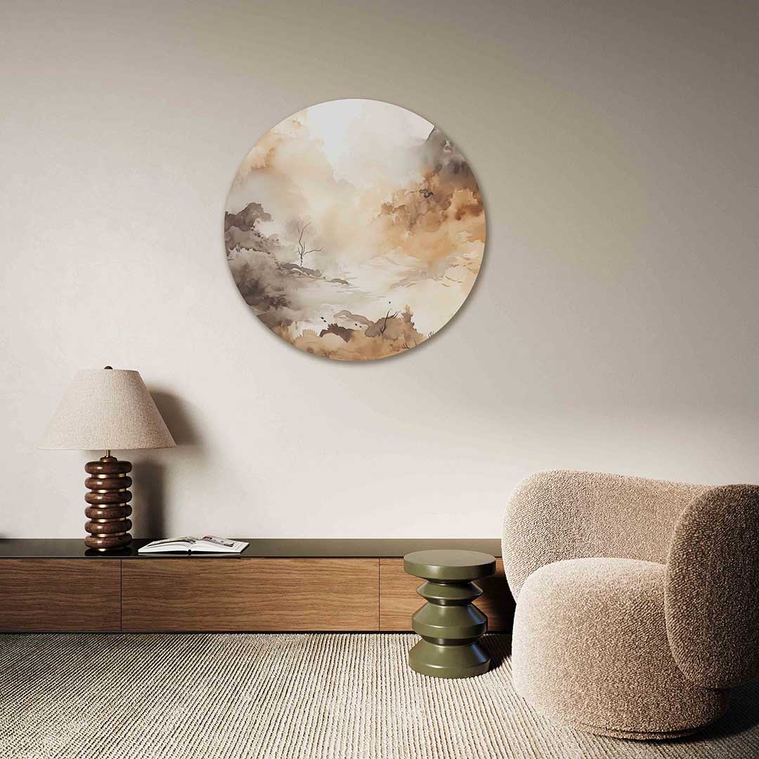 Natuurlijke tinten – Pop Art muurcirkel als ronde wanddecoratie