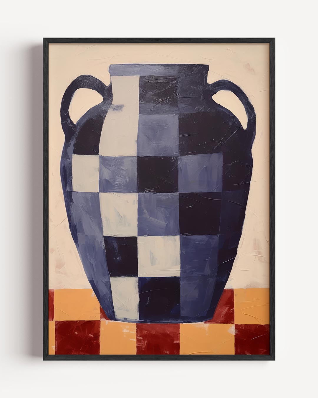 Stijlvolle Vaas in Blauw Schilderij – abstracte portret poster als wanddecoratie