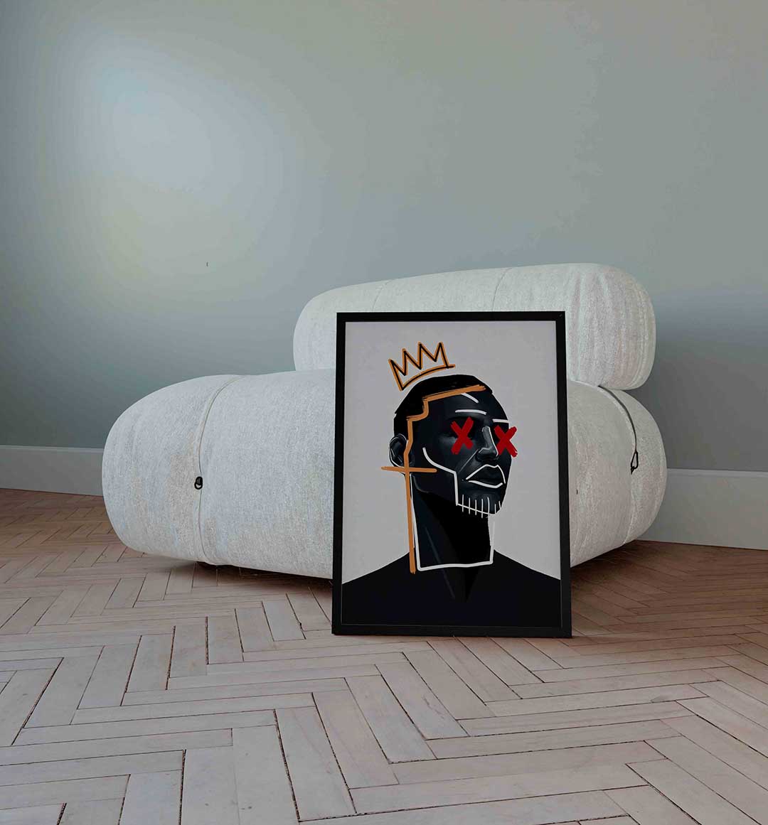 Portret met kroon – Streetart wandkunst als portret poster