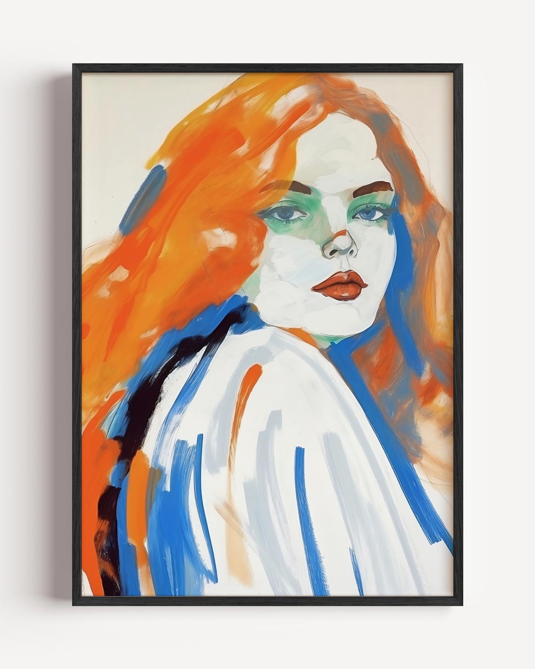 Expressieve kunstposter met kleurrijk portret – vrouwelijk portret poster als wanddecoratie