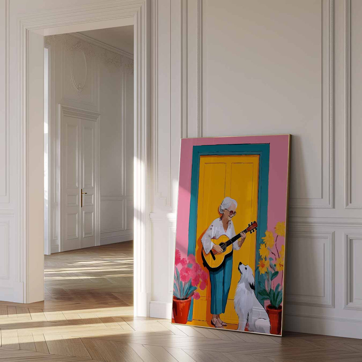 Vrolijke Muziekmomenten – zomer poster als frisse staande wanddecoratie