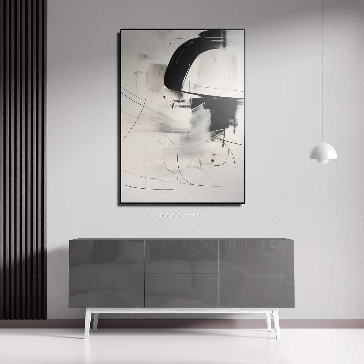 Abstracte Zwart-Wit Expressie – dibond kunstwerk als wanddecoratie