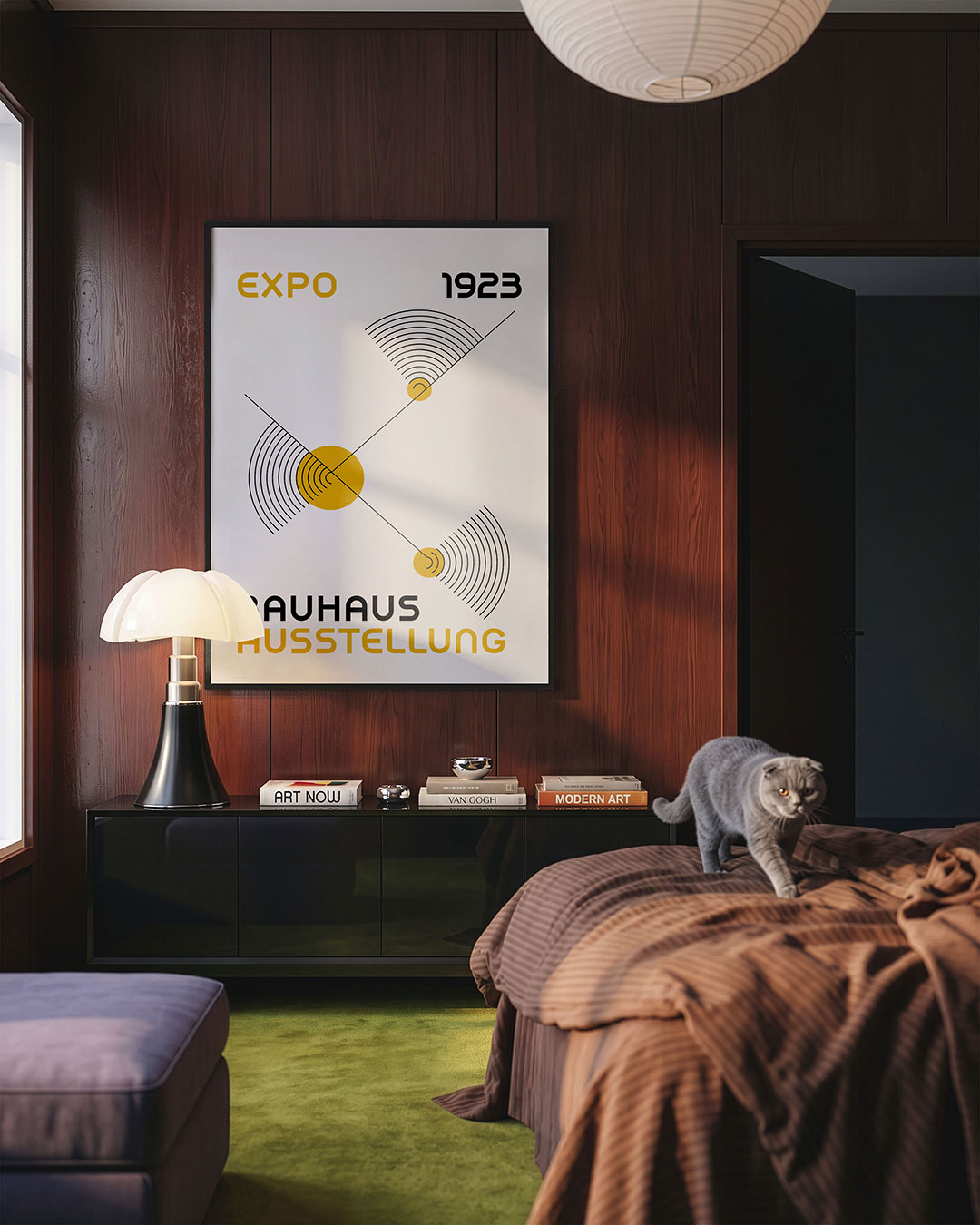 Lijnen en cirkels – geometrische Bauhaus poster in staand formaat