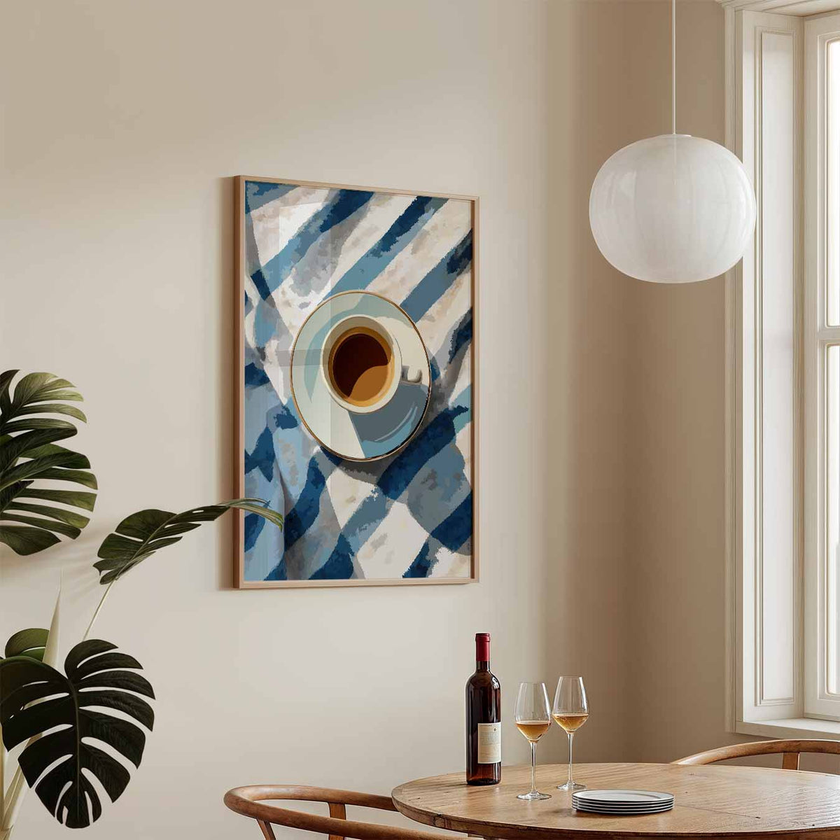Koffietijd Waterverf Stijl – keukenposter in staand formaat