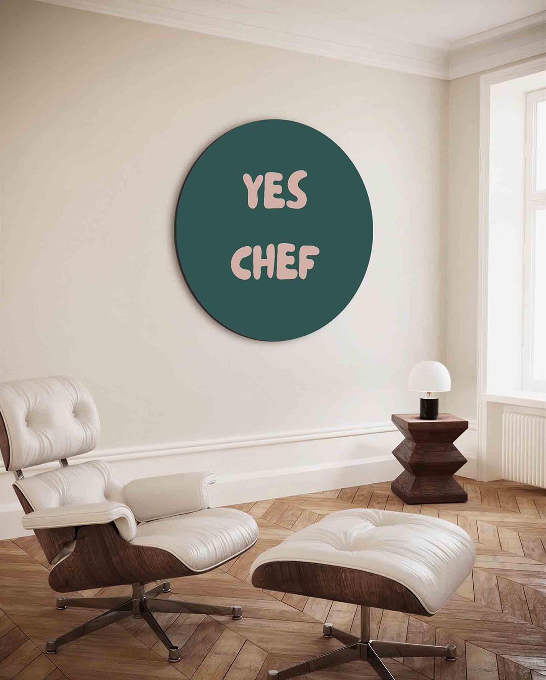 Yes chef – ronde Pop Art wanddecoratie van WallArtistic