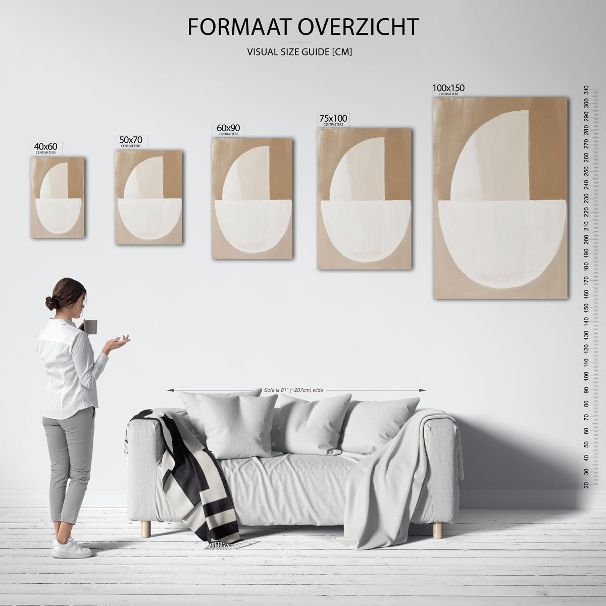 Geometrische vormen compositie – staand wanddecoratie kunstwerk