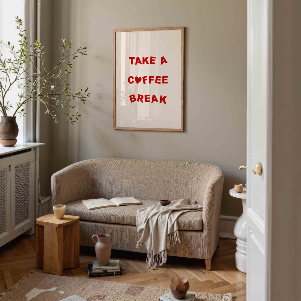 Take a coffee break – rustige poster in staand formaat