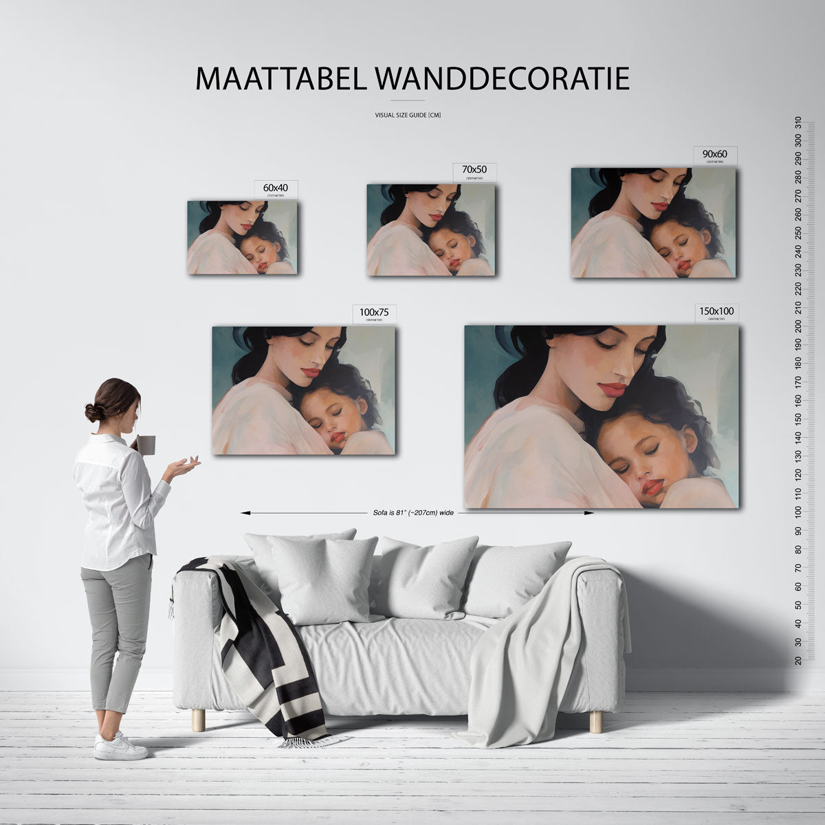 Tedere omhelzing – moderne liggende wanddecoratie