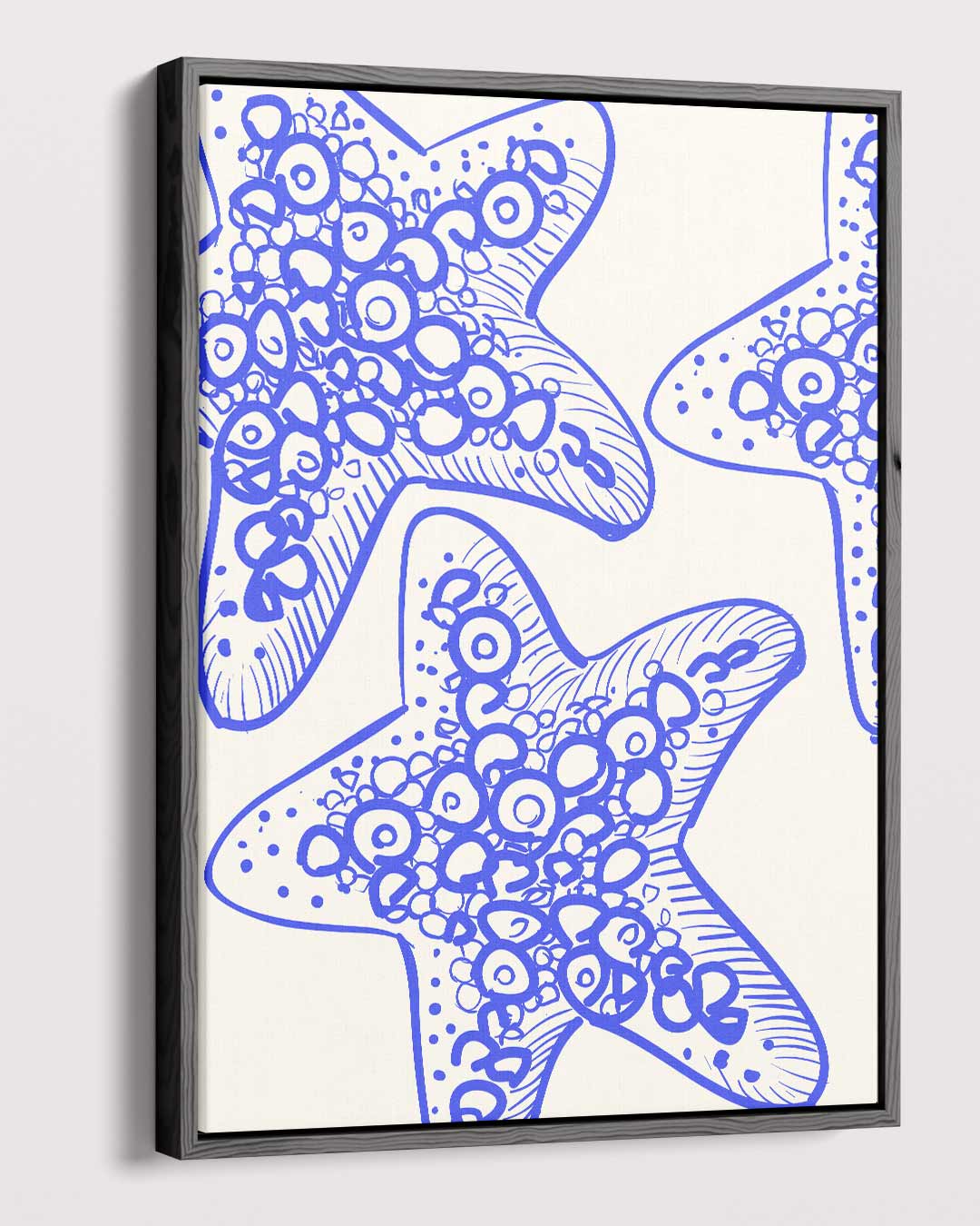 Zeesterren in Blauw – canvas kunstwerk als wanddecoratie